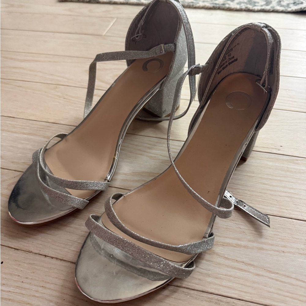 Elegant Silver Strappy Heels